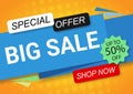 Big sale banner template design. Special offer up to 50% off